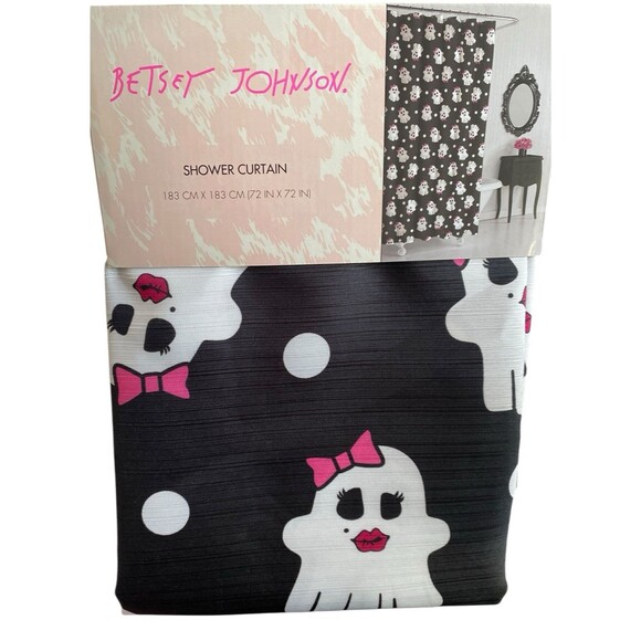 Betsey Johnson Halloween Sassy Ghosts So Boo Cute Shower Curtain Size 72x72 - Picture 1 of 3